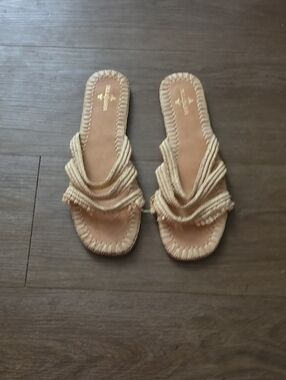 Braided Slide Sandals in Natural